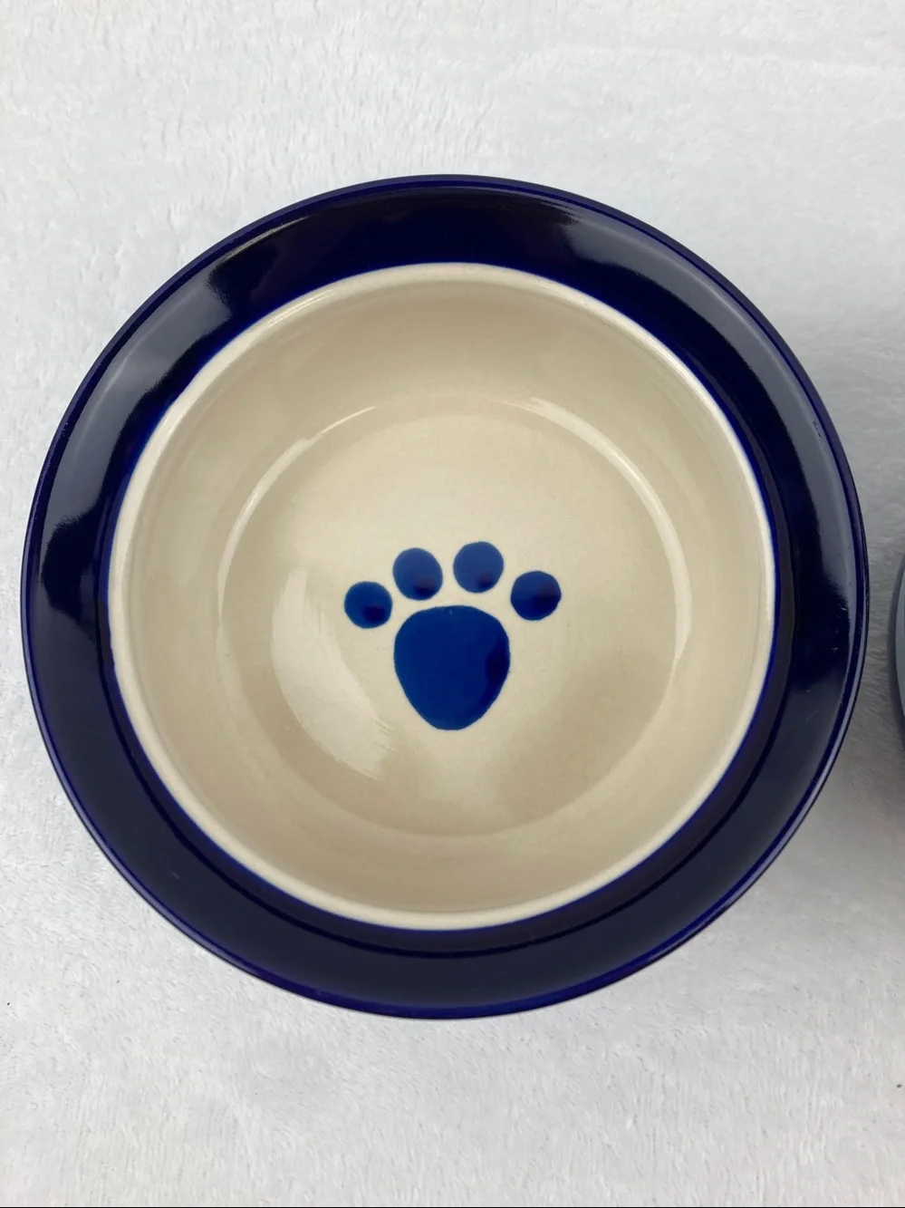 Cobalt Blue & Tan Paw Prints Pet Bowls Set of 2 6”